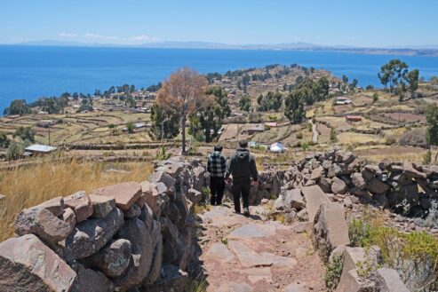 Taquile set fra øens højeste punkt Peru.