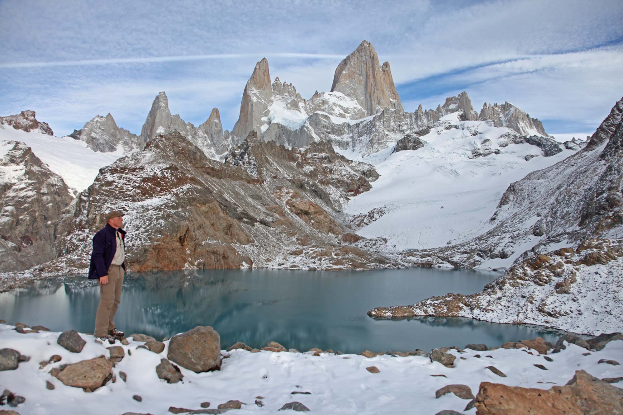 Hans Erik Rasmussen ved søen Laguna de los Tres for foden af Fitz Roy.