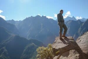 På toppen af Huayna Picchu.