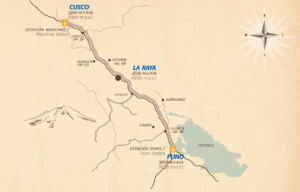 Ruten mellem Cusco og Puno ved Titicacasøen.