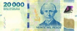 Argentinsk 20.000-pesosseddel.